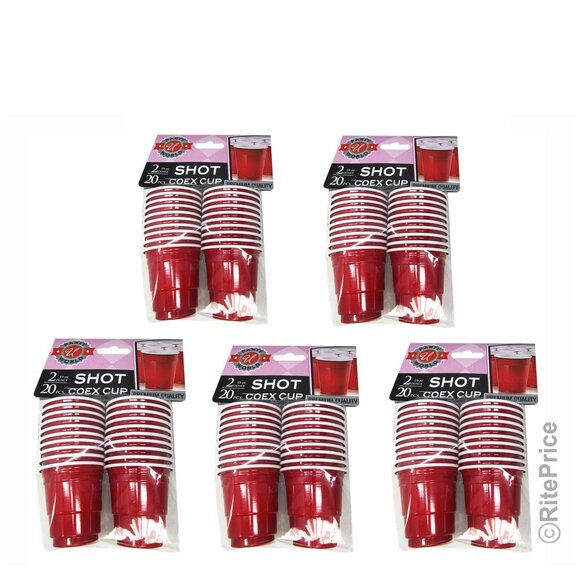 100 PCS Mini Red Cups 2oz Plastic Shot Glass Jelly Drink Party Disposable (5 PK) - Picture 2 of 13